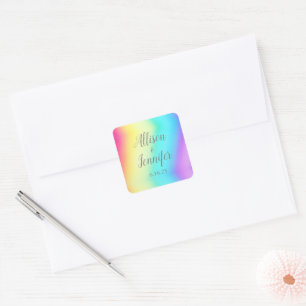 Rainbow Fade  kleurengradiënt zomerbruiloft Vierkante Sticker