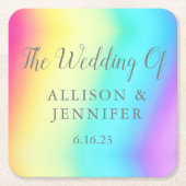  Rainbow Fade Personalized LGBTQ Weddenschap Vierkante Kartonnen Onderzetter (Voorkant)