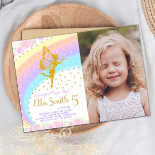 Rainbow Fairy Anniversaire Invitations avec photo