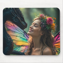 Rainbow Fairy Black Dragon Design Muismat