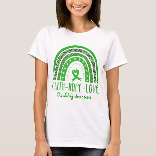 Rainbow Faith Hoop Liefde Disability Awareness T-shirt (Voorkant)