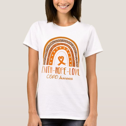 Rainbow Faith Hope Love COPD Awareness T-shirt (Voorkant)