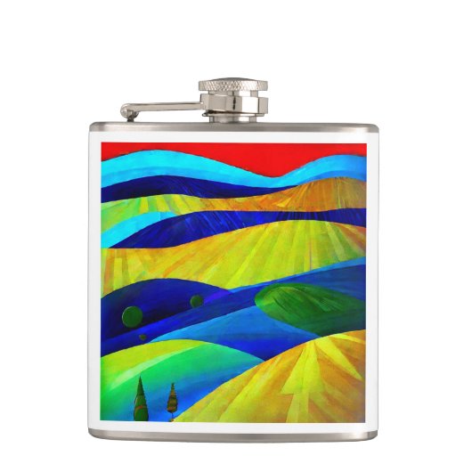 Rainbow Fantasy Hills Landschap Heupfles (Voorkant)