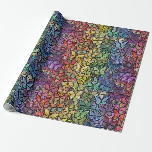 Rainbow Fantasy Vlinders Cadeaupapier (Uitgerold)