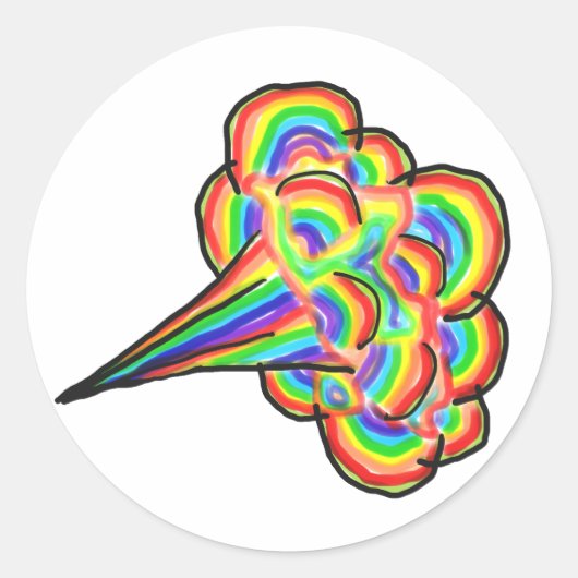 Rainbow Fart Ronde Sticker (Voorkant)