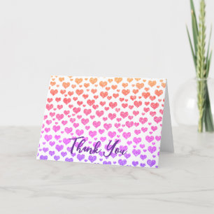 Rainbow Faux Glitter Hearts Heldere Kleurrijke Cus Bedankkaart