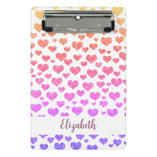 Rainbow Faux Glitter Hearts Heldere Kleurrijke Cus Mini Klembord