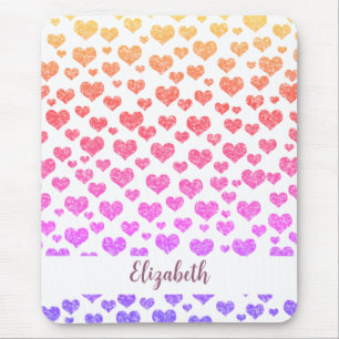 Rainbow Faux Glitter Hearts Heldere Kleurrijke Cus Muismat
