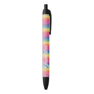 Rainbow Faux Glitter Ombre Name Black Ink Pen