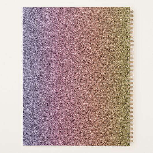 Rainbow Faux Glitter Pattern Initiaal Planner (Achterkant)