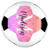 Rainbow Faux Glitter Script Monogram aangepast Voetbal (Gedraaid)