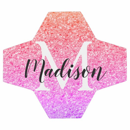 Rainbow Faux Glitter Script Monogram aangepast Voetbal (Enkel)