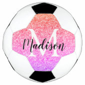 Rainbow Faux Glitter Script Monogram aangepast Voetbal (Voorkant)