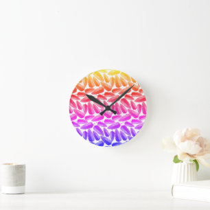 Rainbow feather gradient waterverf ontwerp ronde klok