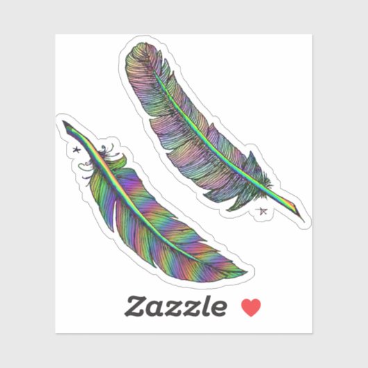 Rainbow Feathers Sticker (Vel)