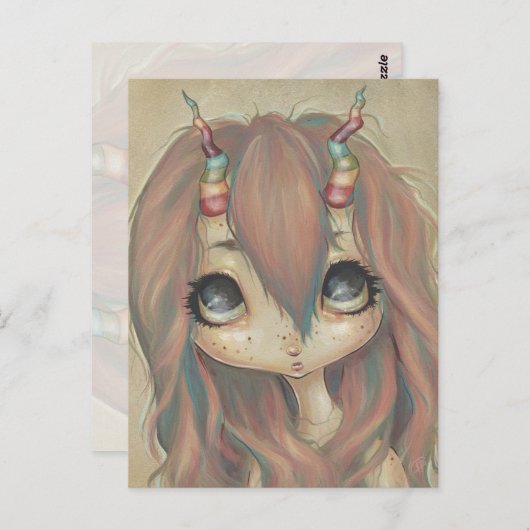 Rainbow fée fille carte postale grands yeux (Devant / Derrière)