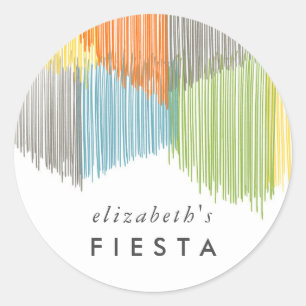 Rainbow Fiesta Fringe Ronde Sticker