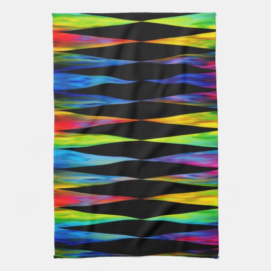 [Rainbow Fiesta] Harlequin Geometric Modern Black Theedoek (Verticaal)