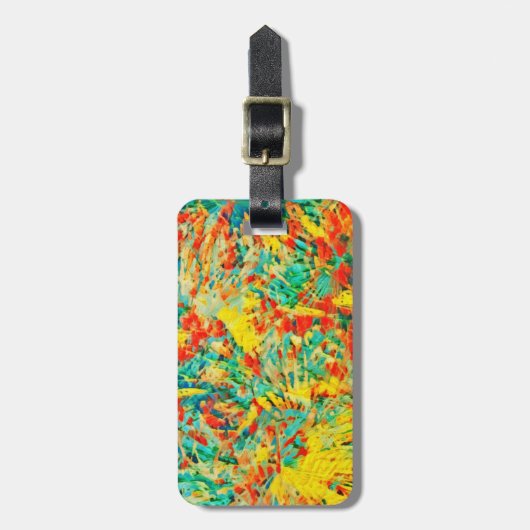 Rainbow Fireworks Celebration Art Abstract Bagagelabel (Voorkant verticaal)