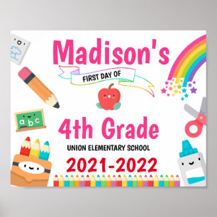 Rainbow First Day of School Sign Poster
