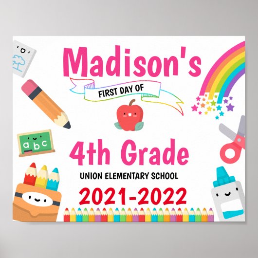 Rainbow First Day of School Sign Poster (Voorkant)