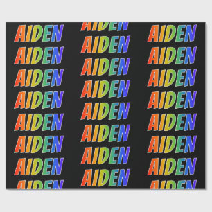 Rainbow First Name "AIDEN"; Fun & Colorful Cadeaupapier
