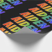 Rainbow First Name "AIDEN"; Fun & Colorful Cadeaupapier (Hoek)