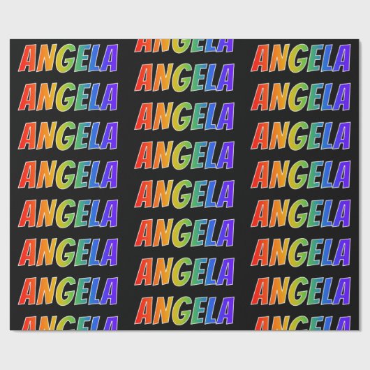 Rainbow First Name "ANGELA"; Fun & Colorful Cadeaupapier (Vlak)