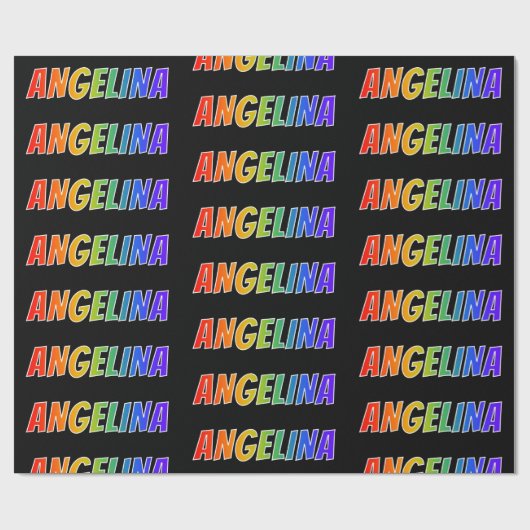 Rainbow First Name "ANGELINA"; Fun & kleurrijk Cadeaupapier (Vlak)
