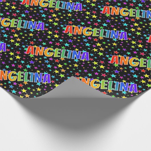 Rainbow First Name "ANGELINA" + sterren Cadeaupapier (Hoek)