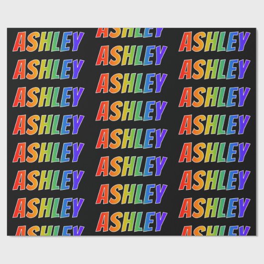 Rainbow First Name "ASHLEY"; Fun & kleurrijk Cadeaupapier (Vlak)