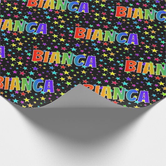 Rainbow First Name "BIANCA" + sterren Cadeaupapier (Hoek)