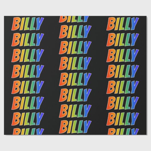 Rainbow First Name "BILLY" (Voornaam regenboogvaar Cadeaupapier (Vlak)