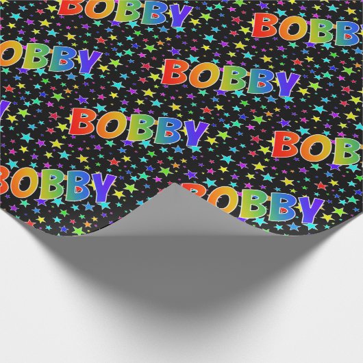 Rainbow First Name "BOBBY" + sterren Cadeaupapier (Hoek)