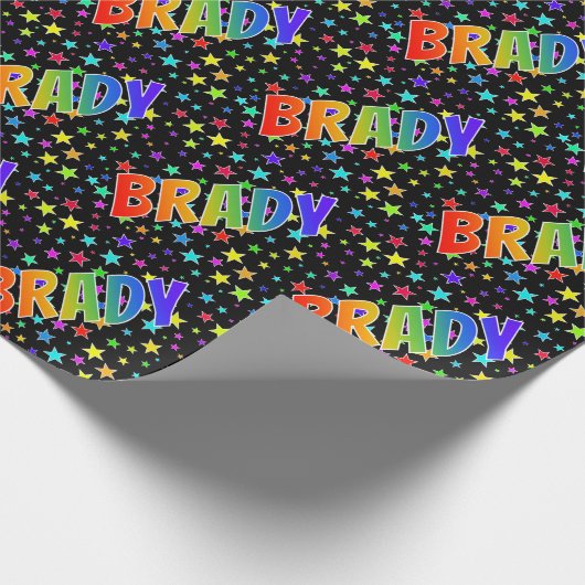 Rainbow First Name "BRADY" + sterren Cadeaupapier (Hoek)