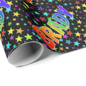 Rainbow First Name "BRADY" + sterren Cadeaupapier (Rol Hoek)