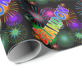 Rainbow First Name "BRANDON" + Fireworks Cadeaupapier (Rol Hoek)
