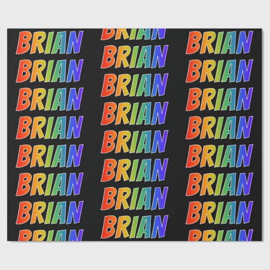 Rainbow First Name "BRIAN"; Fun & Colorful Cadeaupapier (Vlak)