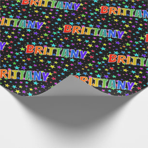 Rainbow First Name "BRITTANY" + sterren Cadeaupapier