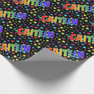 Rainbow First Name "CAITLIN" + sterren Cadeaupapier