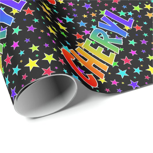 Rainbow First Name "CHERYL" + sterren Cadeaupapier (Rol Hoek)