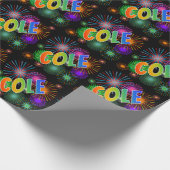 Rainbow First Name "COLE" + Fireworks Cadeaupapier (Hoek)