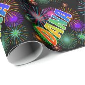 Rainbow First Name "DANA" + Fireworks Cadeaupapier (Rol Hoek)