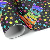Rainbow First Name "DEREK" + sterren Cadeaupapier (Rol Hoek)