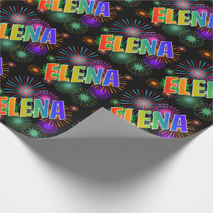 Rainbow First Name "ELENA" + Fireworks Cadeaupapier