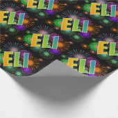 Rainbow First Name "ELI" + Fireworks Cadeaupapier (Hoek)