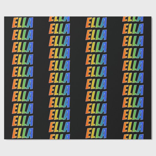 Rainbow First Name "ELLA"; vun & kleurrijk Cadeaupapier (Vlak)