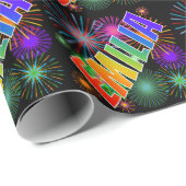Rainbow First Name "EMILIA" + Fireworks Cadeaupapier (Rol Hoek)
