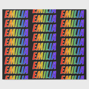 Rainbow First Name "EMILIA"; vun & kleurrijk Cadeaupapier