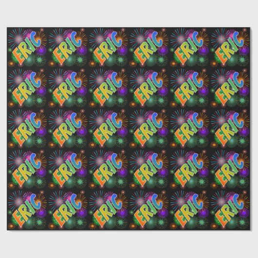 Rainbow First Name "ERIC" + Fireworks Cadeaupapier (Vlak)